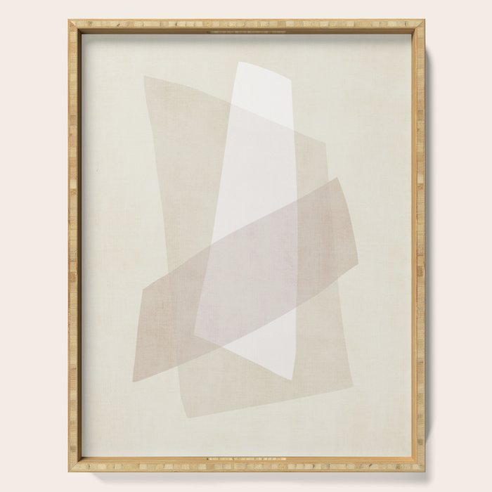 Modern Minimalism White Beige Modern Art Serving Tray Gallery Image 1