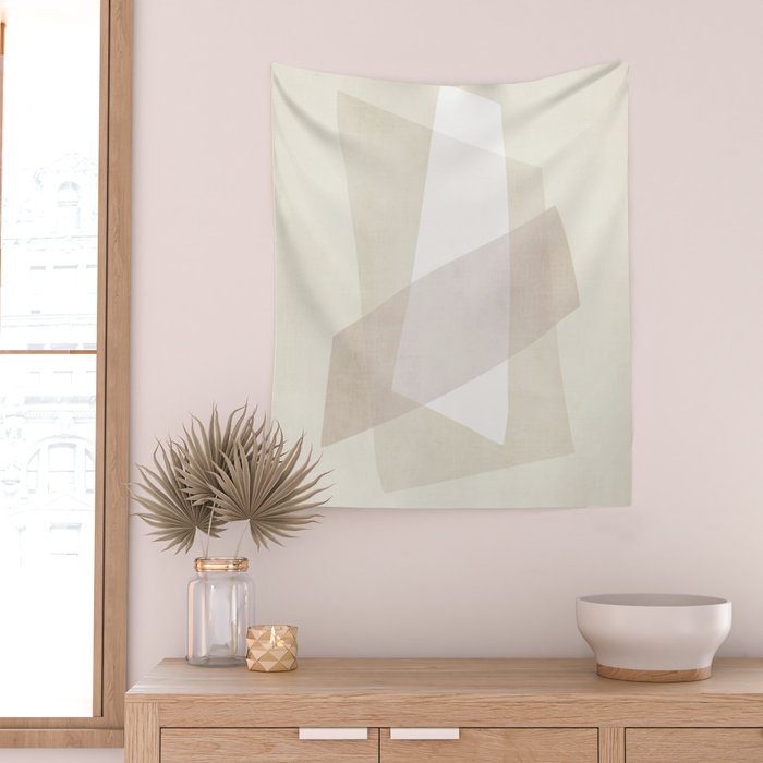 Modern Minimalism White Beige Modern Art Wall Tapestry Gallery Image 2
