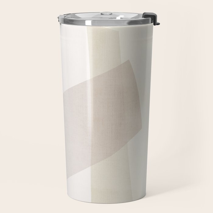 Modern Minimalism White Beige Modern Art Travel Mug Gallery Image 2
