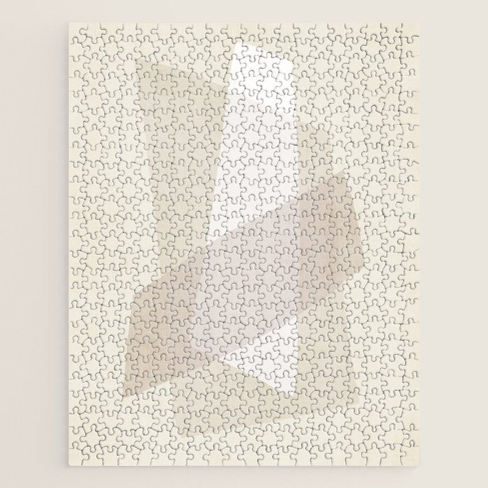 Modern Minimalism White Beige Modern Art Jigsaw Puzzle