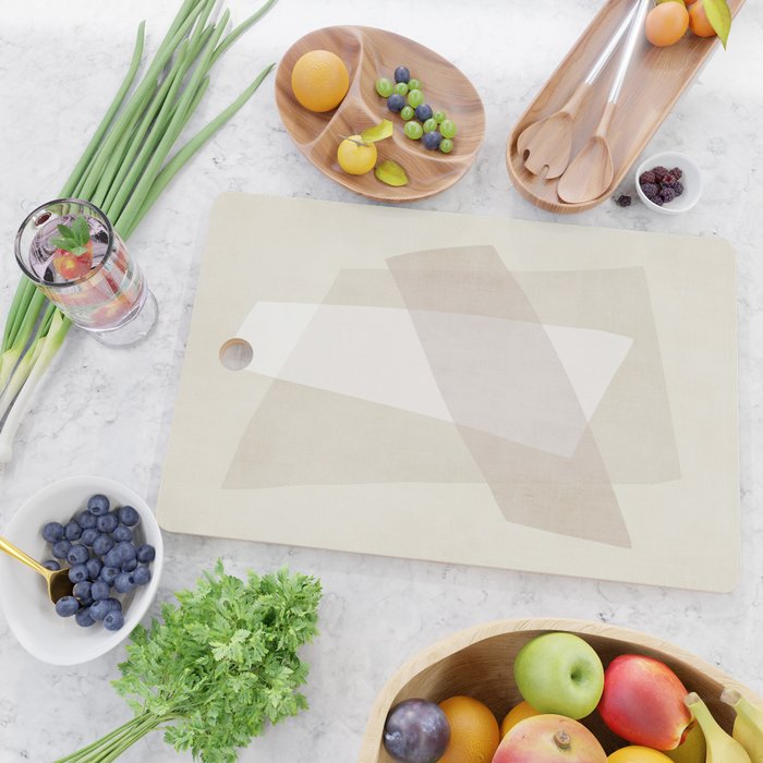 Modern Minimalism White Beige Modern Art Cutting Board Gallery Image 2