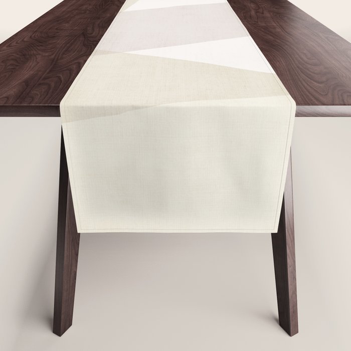 Modern Minimalism White Beige Modern Art Table Runner Gallery Image 1