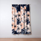 Festive, Floral Watercolor Print, Navy and Pink Window Curtain Gallery Image 3