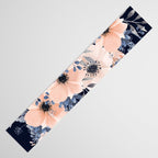 Festive, Floral Watercolor Print, Navy and Pink Table Runner Gallery Image 3