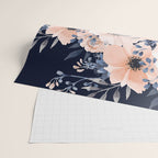Festive, Floral Watercolor Print, Navy and Pink Wrapping Paper Gallery Image 2