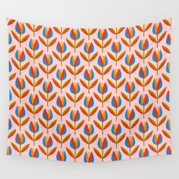 Bohemian Summer Tulips Pattern Wall Tapestry Gallery Image 4