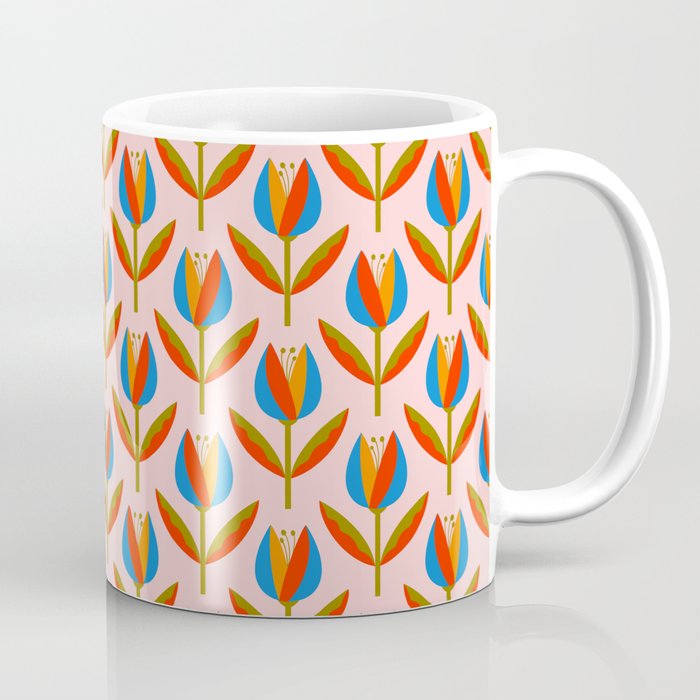 Bohemian Summer Tulips Pattern Coffee Mug Gallery Image 1