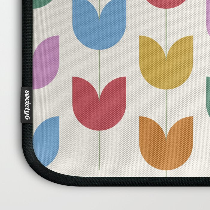 Spring Tulips IX Bright Rainbow Mid Century Flowers Laptop Sleeve Gallery Image 3