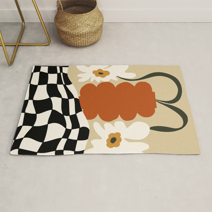 Vintage matisse floral check  Rug Gallery Image 1