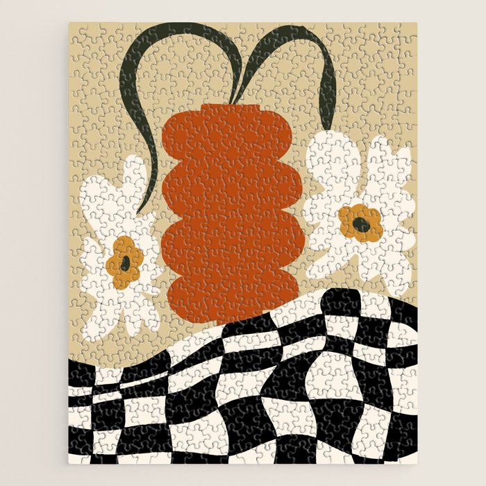 Vintage matisse floral check  Jigsaw Puzzle Gallery Image 1
