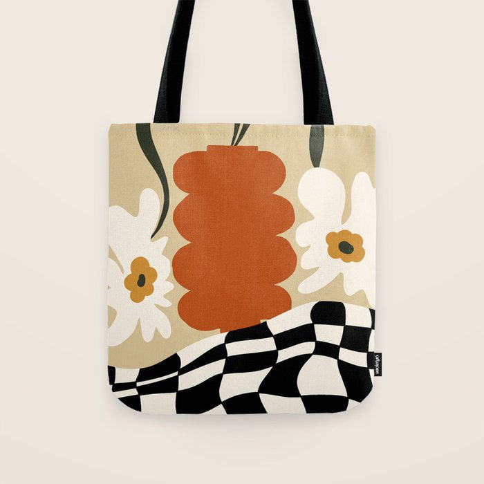 Vintage matisse floral check  Tote Bag Gallery Image 1