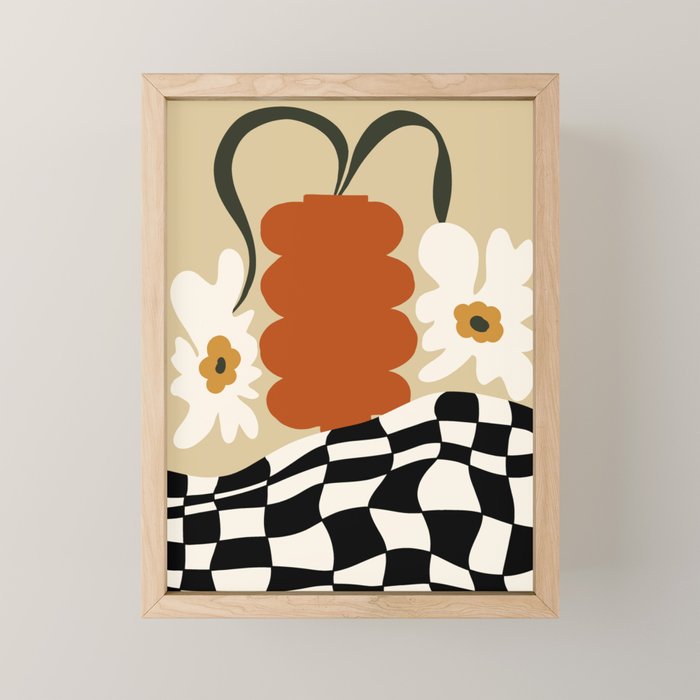 Vintage matisse floral check  Mini Art Print Gallery Image 1