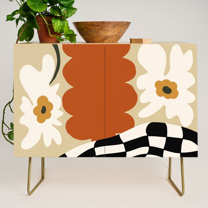 Vintage matisse floral check  Credenza Gallery Image 1