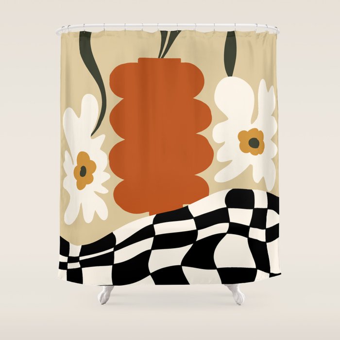 Vintage matisse floral check  Shower Curtain Gallery Image 1