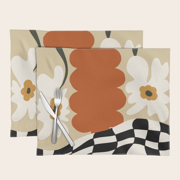 Vintage matisse floral check  Placemat Gallery Image 1