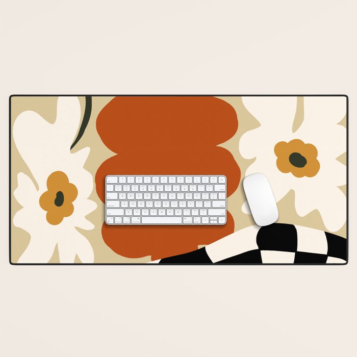 Vintage matisse floral check  Desk Mat Gallery Image 1