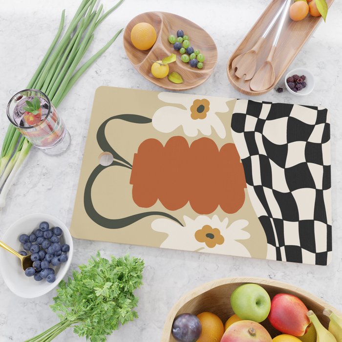 Vintage matisse floral check  Cutting Board Gallery Image 2