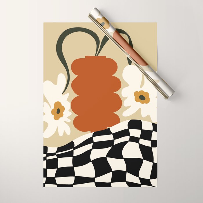 Vintage matisse floral check  Wrapping Paper Gallery Image 1