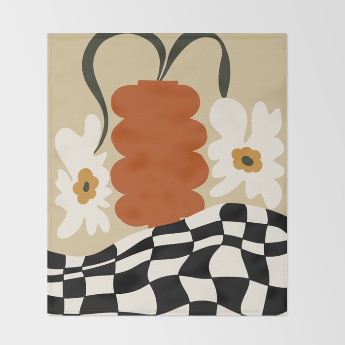 Vintage matisse floral check  Throw Blanket Gallery Image 2
