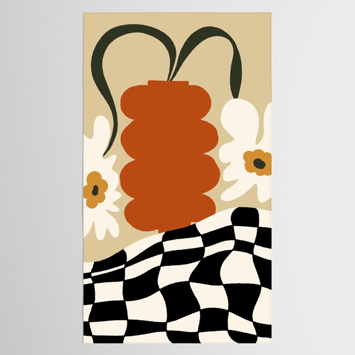 Vintage matisse floral check  Tablecloth Gallery Image 2