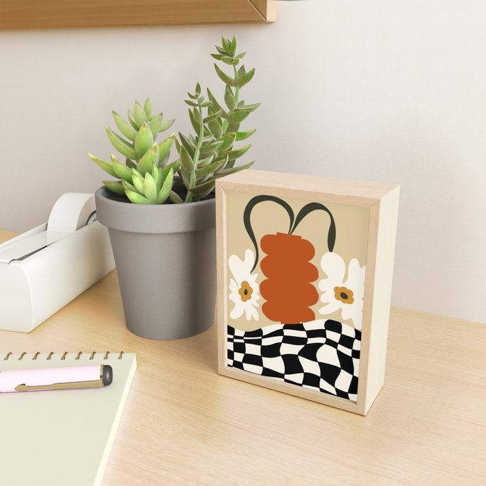 Vintage matisse floral check  Mini Art Print Gallery Image 2