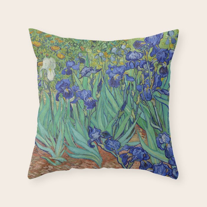 Iris (1889) by Vincent Van Gogh. Original from the J. Paul Getty Museum. Throw Pillow Gallery Image 6