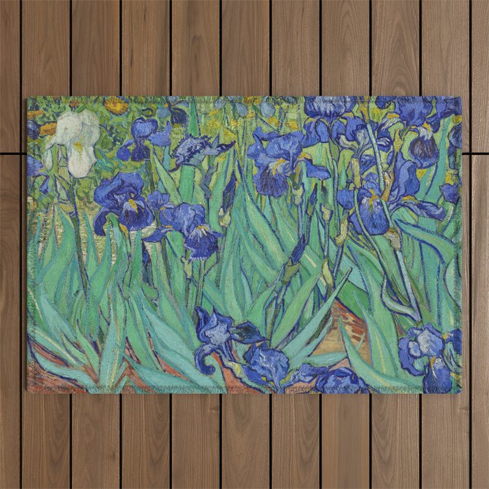 Iris (1889) by Vincent Van Gogh. Original from the J. Paul Getty Museum. Outdoor Rug Gallery Image 1
