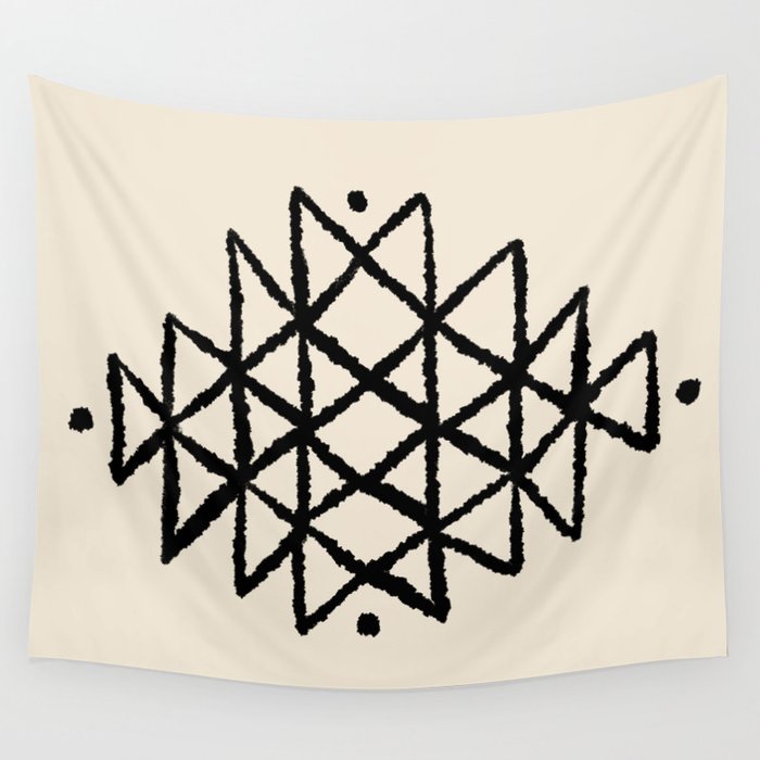 Line Art Berber - black Wall Tapestry Gallery Image 1