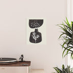 Mid Century Minimalist Black Ink Tribal Vase Abstract Vase Shapes Floral Plant Poster Gallery Image 2