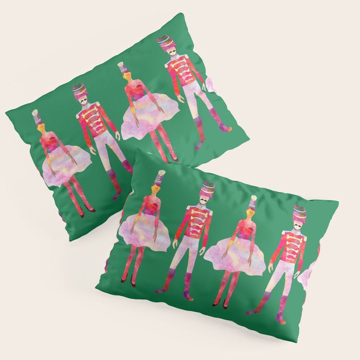 Nutcracker Ballet - Candy Cane Green Pillow Sham Gallery Image 1