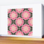 Folk Art Mandala - black, pink, and cream Wall Mural Gallery Image 2