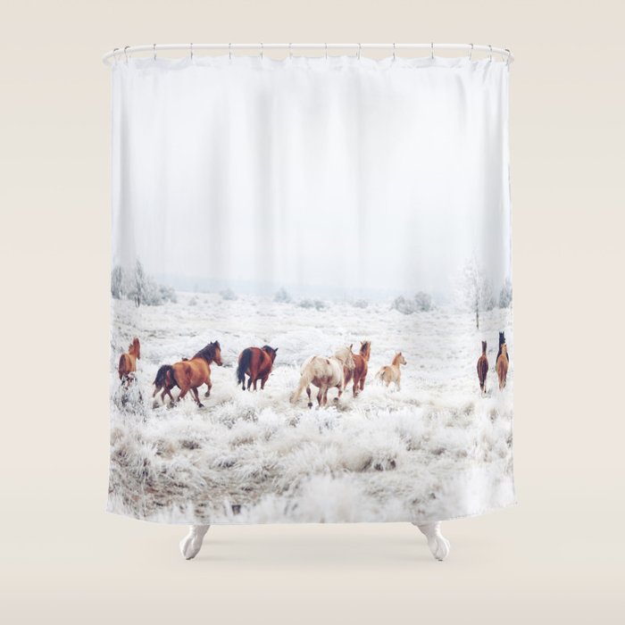 Winter Horses Shower Curtain Gallery Image 1