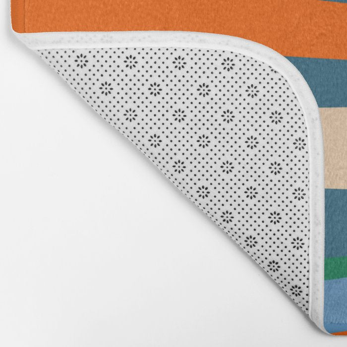 Terzo Stripes Vertical Abstract Pattern Blue Orange Green Beige Bath Mat Gallery Image 2