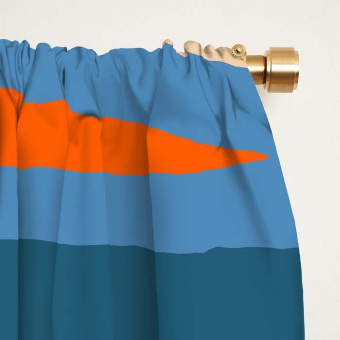 Terzo Stripes Vertical Abstract Pattern Blue Orange Green Beige Window Curtain Gallery Image 2