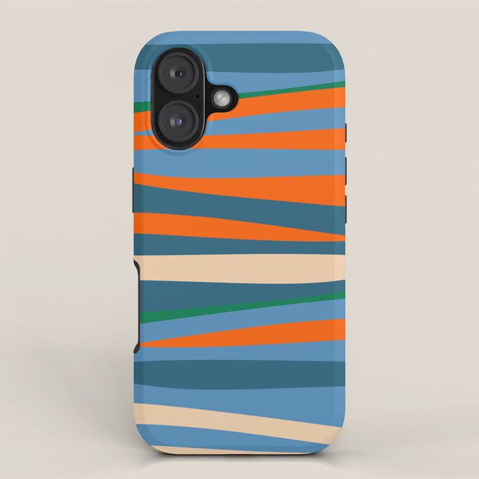 Terzo Stripes Vertical Abstract Pattern Blue Orange Green Beige iPhone Case Gallery Image 1
