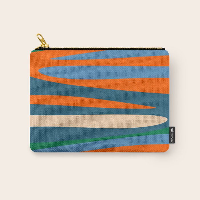 Terzo Stripes Vertical Abstract Pattern Blue Orange Green Beige Carry All Pouch Gallery Image 1