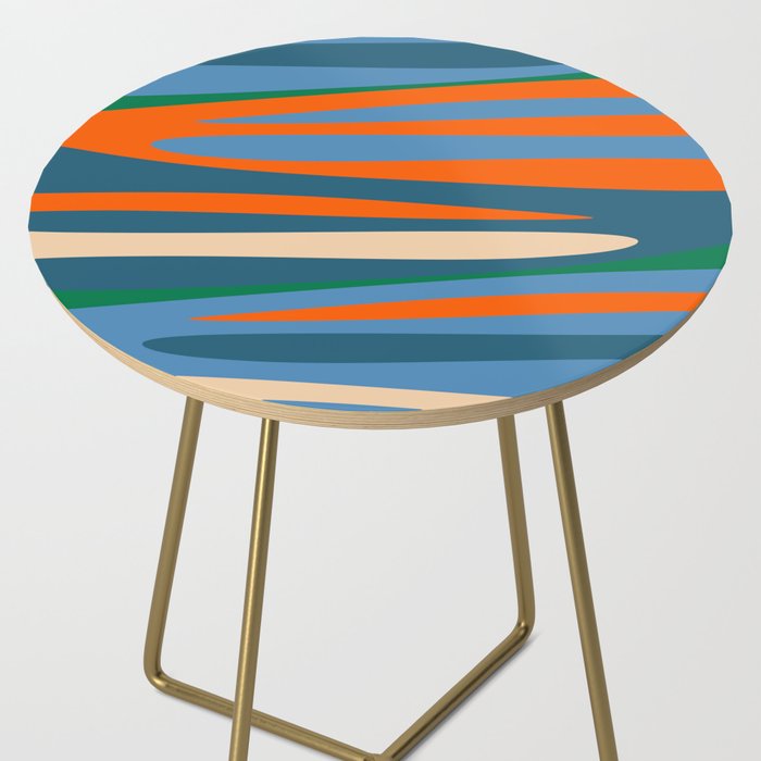 Terzo Stripes Vertical Abstract Pattern Blue Orange Green Beige Side Table Gallery Image 2