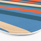 Terzo Stripes Vertical Abstract Pattern Blue Orange Green Beige Bath Mat Gallery Image 3