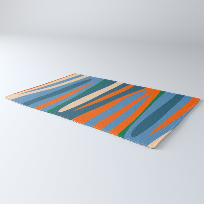 Terzo Stripes Vertical Abstract Pattern Blue Orange Green Beige Rug Gallery Image 3