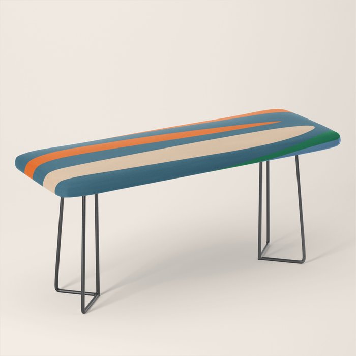 Terzo Stripes Vertical Abstract Pattern Blue Orange Green Beige Bench Gallery Image 1