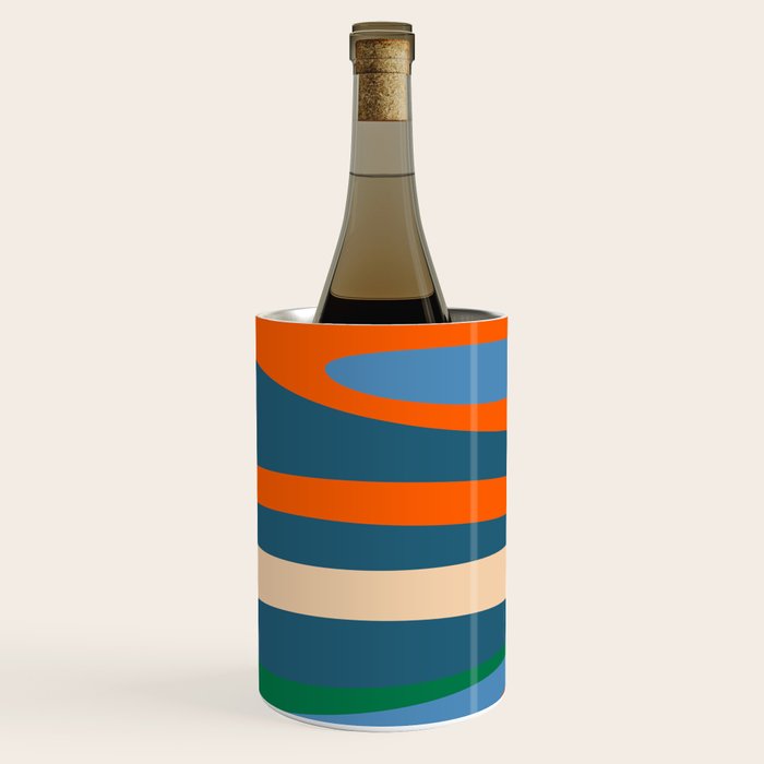 Terzo Stripes Vertical Abstract Pattern Blue Orange Green Beige Wine Chiller Gallery Image 2