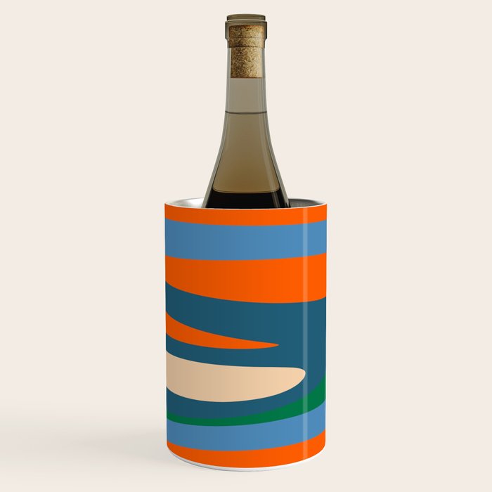 Terzo Stripes Vertical Abstract Pattern Blue Orange Green Beige Wine Chiller Gallery Image 3
