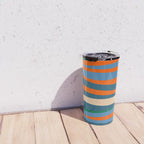 Terzo Stripes Vertical Abstract Pattern Blue Orange Green Beige Travel Mug Gallery Image 4