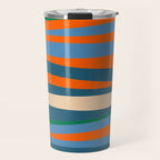 Terzo Stripes Vertical Abstract Pattern Blue Orange Green Beige Travel Mug Gallery Image 1