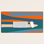 Terzo Stripes Vertical Abstract Pattern Blue Orange Green Beige Desk Mat Gallery Image 1