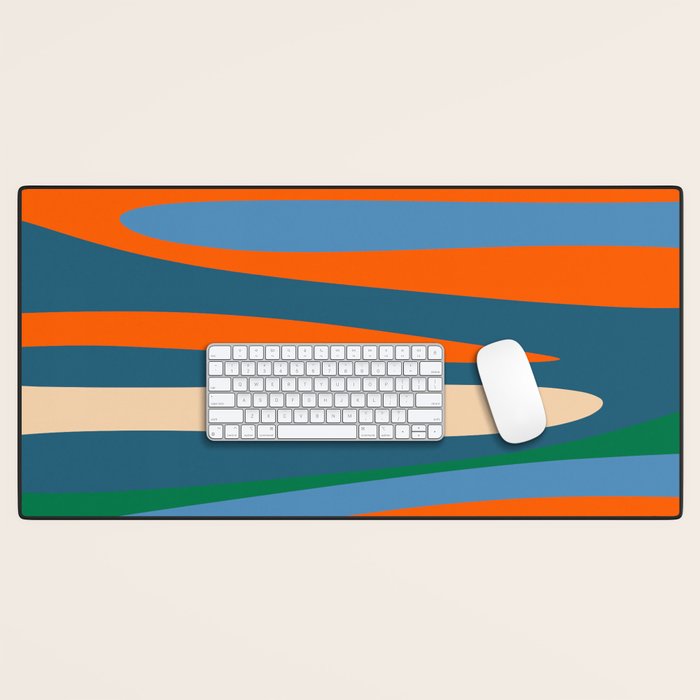Terzo Stripes Vertical Abstract Pattern Blue Orange Green Beige Desk Mat Gallery Image 1