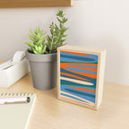 Terzo Stripes Vertical Abstract Pattern Blue Orange Green Beige Mini Art Print Gallery Image 2