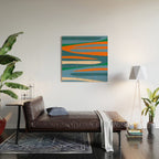 Terzo Stripes Vertical Abstract Pattern Blue Orange Green Beige Wood Wall Art Gallery Image 2
