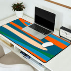 Terzo Stripes Vertical Abstract Pattern Blue Orange Green Beige Desk Mat Gallery Image 2