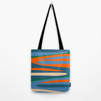 Terzo Stripes Vertical Abstract Pattern Blue Orange Green Beige Tote Bag Gallery Image 2